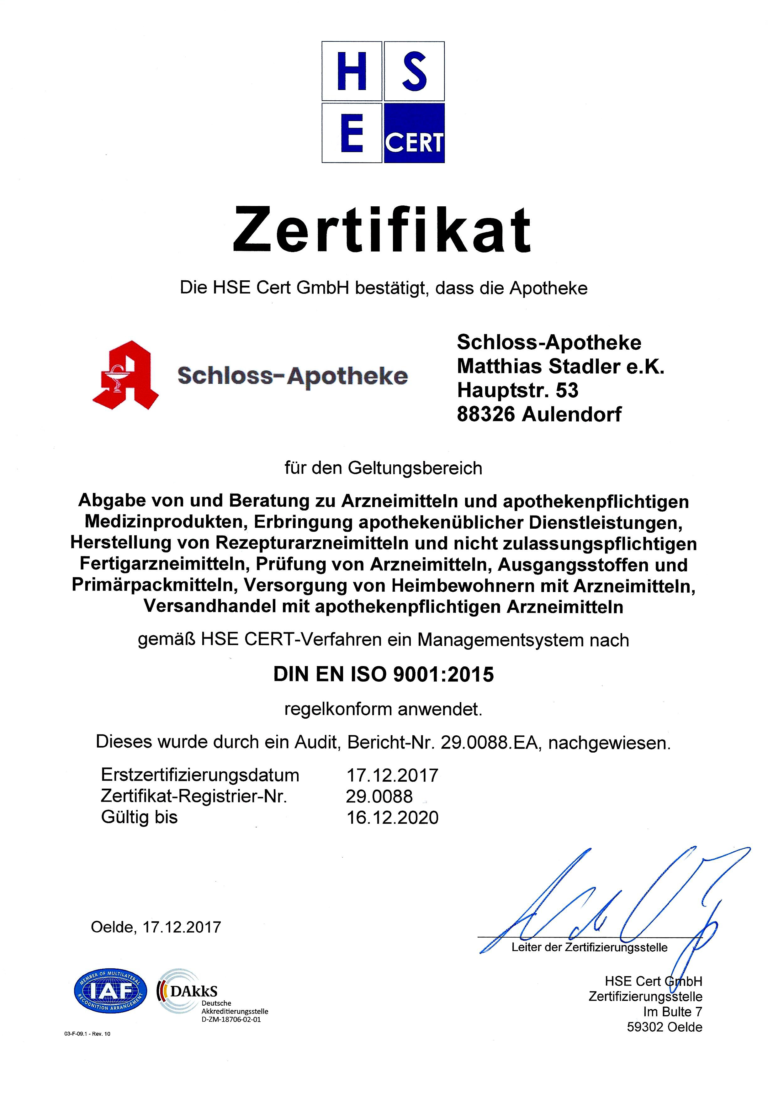 apotheke-qms-hse-cert-zertifikat